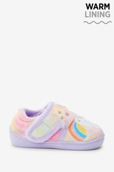 Pastel Purple Rainbow Unicorn Cupsole Slippers (M90241) | £12 - £14
