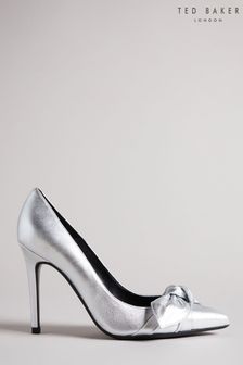 Ted Baker Silver Silveyy Leather Bow 100mm Court Shoes