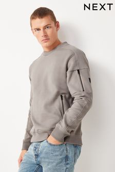 Light Grey Cargo Utility Sweatshirt (M90870) | £32