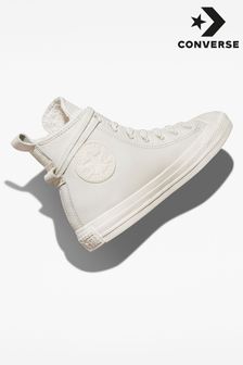 Converse Cosy Fleece Lined Leather White High Top Trainers (M91356) | £75