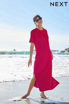 Pink Broderie Sleeve Summer T-Shirt Dress (M91494) | £26