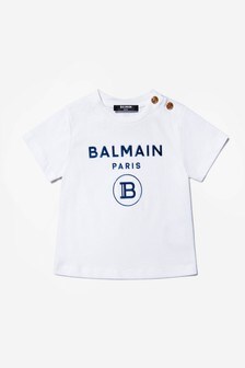 Balmain Baby Boys White Cotton Logo T-Shirt