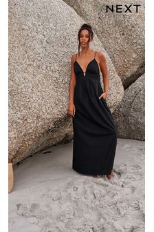 Black Rochelle Plunge Maxi Dress (M92437) | £35