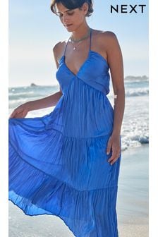 Cobalt Blue Halter Neck Maxi Summer Dress (M92441) | £52
