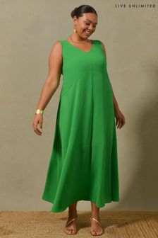 Live Unlimited Green Curve V-Neck Maxi Vest Swing Dress (M92497) | £65