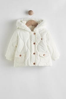 Cream Hooded Quilted Baby Jacket (0mths-2yrs) (M92874) | £24 - £26
