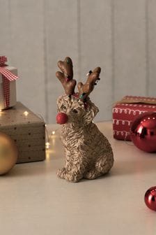 Natural Charlie Cockapoo Christmas Reindeer (M93221) | £16
