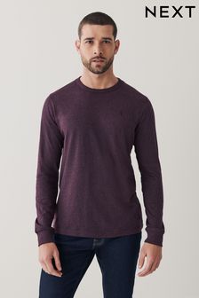 Burgundy Red Marl Stag Regular Fit Long Sleeve T-Shirt (M93517) | £16
