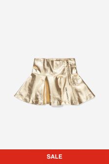 Karl Lagerfeld Girls Cotton Logo Print Skirt in Gold