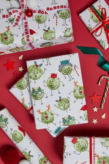 Green Festive Sprouts 10 Metre Christmas Wrapping Paper (M93953) | £5