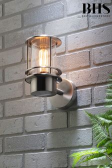 BHS Silver Leonis Miners Style Wall Lantern Outdoor Light