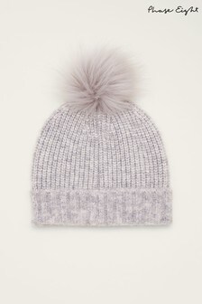 Phase Eight Grey Corinna Knitted Bobble Hat