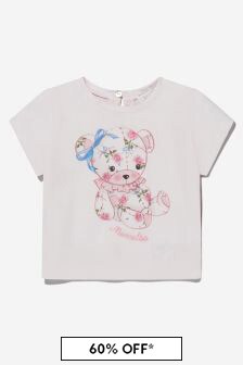 Monnalisa Baby Girls Cotton Teddy Bear T-Shirt in Pink