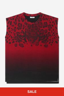 Dolce & Gabbana Kids Boys Cotton Leopard Tank Top in Black/Red