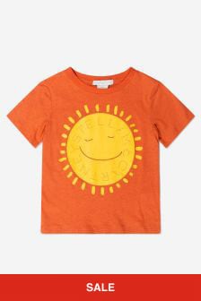 Stella McCartney Kids Girls Cotton Sunshine Print T-Shirt in Orange