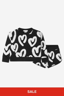 Stella McCartney Kids Girls Cotton Fleece Heart Print Shorts Set