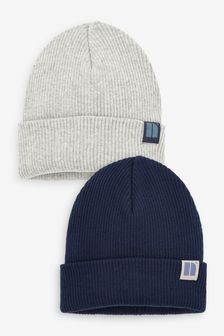 Navy/Grey Beanies Two Pack (3mths-10yrs) (M95528) | £8 - £12