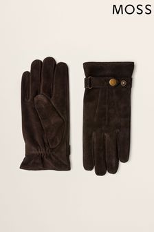 Moss Chocolate Brown Suede Adjustable Gloves