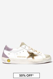 Golden Goose Kids Unisex Leather And Suede Super-Star Trainers in White