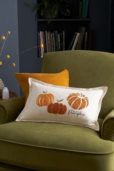 Orange Halloween French Knot Pumpkin Cushion (M95799) | £20