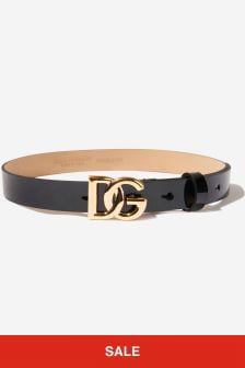 Dolce & Gabbana Kids Girls Leather Logo Buckle Belt
