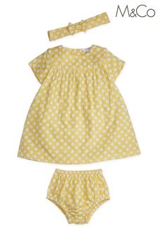 M&Co Yellow Sunflower Dobby Dress Set