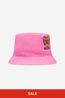 Moschino Kids Baby Girls Cotton Teddy Logo Hat in Pink
