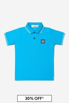 Stone Island Junior Boys Blue Cotton Logo Polo Shirt