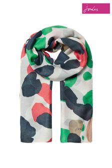 Joules Cream River Lightweight Woven Rectangle Printed Scarf