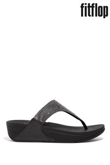 FitFlop Black Lulu Glitz Toe-Post Sandals