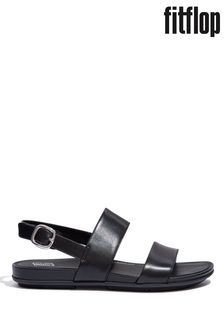 FitFlop Gracie Black Leather Back-Strap Sandals