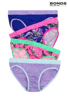 Bonds Girls Purple Bikini Briefs 4 Pack (M97332) | £12