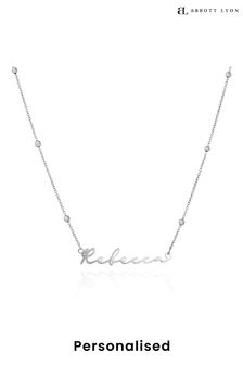 Abbott Lyon Silver Sphere Chain Signature Personalised Name Necklace