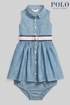 Polo Ralph Lauren Baby Denim Blue Sleeveless Shirt Dress