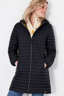 Joules Black Snug Long Packable Coat (M97553) | £100