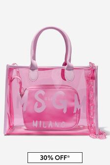 MSGM Girls PVC Mini Bag in Pink