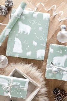 Soft Blue Polar Bears 10 Metre Christmas Wrapping Paper (M97700) | £5