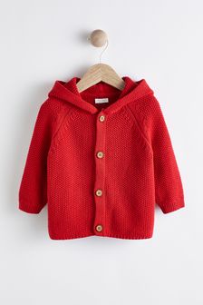 Red Knitted Baby Bear Cardigan (0mths-3yrs) (M97779) | £12 - £14