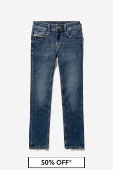 Diesel Boys Cotton Denim Sleenker Jeans in Blue