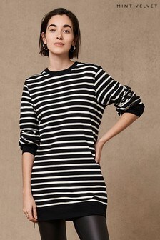 Mint Velvet Black Striped Long Sweatshirt