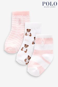 Polo Ralph Lauren Baby Pink Bear Socks 3 Pack
