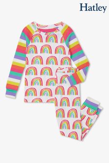 Hatley White Pretty Rainbows Organic Cotton Raglan Pyjama Set