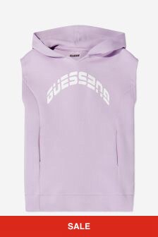 Guess Girls Cotton Blend Sleeveless Hooded Top in Lilac