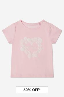 Guess Baby Girls Short Sleeve Logo T-Shirt in Pink
