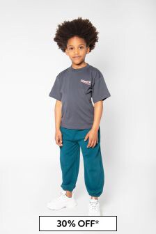 Balenciaga Kids Unisex Organic Cotton Logo T-Shirt in Grey