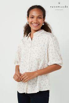 Rosemunde White Short Sleeve Ecovero Shirt In Summer Floral