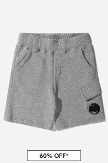 CP Company Boys Cotton Fleece Bermuda Shorts in Grey