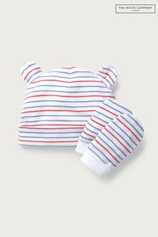 The White Company Red/Blue/White Stripe Hat and Mitt Set