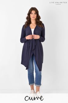Live Unlimited Curve Navy Blue Waterfall Cardigan