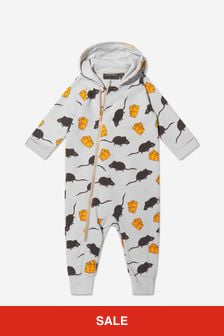 Mini Rodini Baby Organic Cotton Mouse All-In-One in Grey